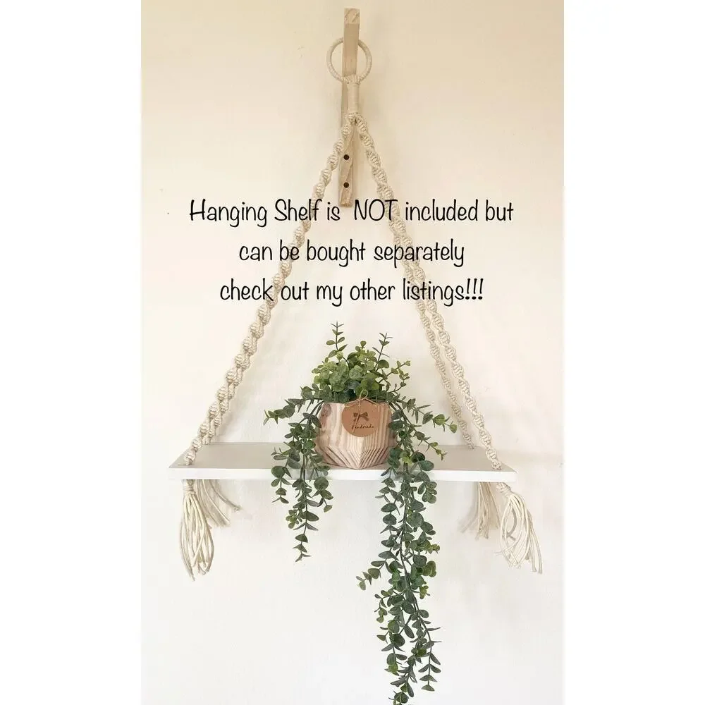 Set of 2 - Hanging Faux Bamboo and Eucalyptus Plant in Handmade Wood Pot - Picture 5 of 5
